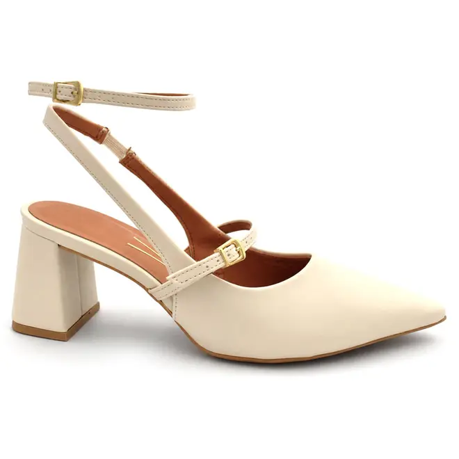 Scarpin Slingback Feminino Vizzano Off White 1475.102.7286
