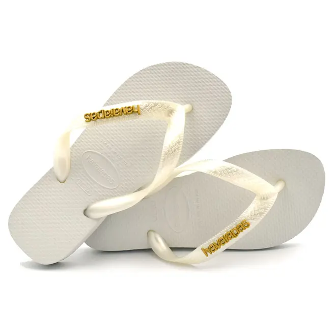 Chinelo Feminino Havaianas Top Logo Metalizado Branco 4127244