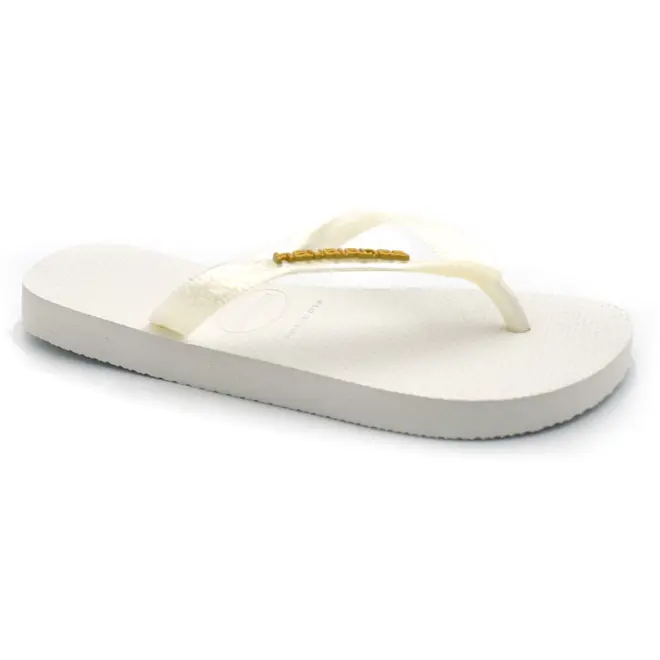 Chinelo Feminino Havaianas Top Logo Metalizado Branco 4127244