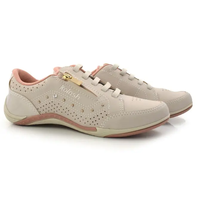 Tênis Casual Feminino Kolosh Creme C1299