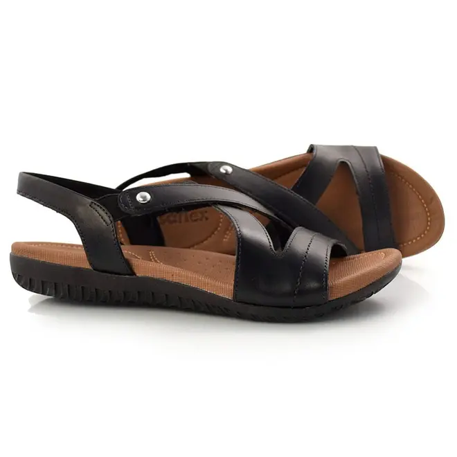 Sandália de Couro Feminina Usaflex Preto R1804