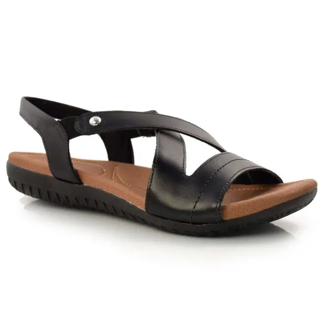 Sandália de Couro Feminina Usaflex Preto R1804