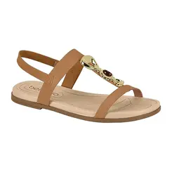 Sandália Rasteira Beira Rio Camel Feminina