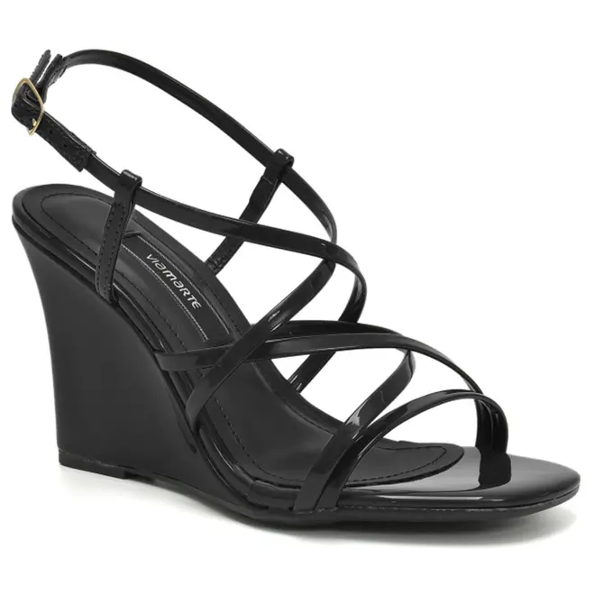Sandália Anabela Feminina Via Marte Preto 371-012-03