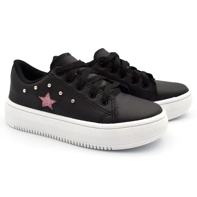 Tênis de Menina Ykes Preto STAR CRAVO