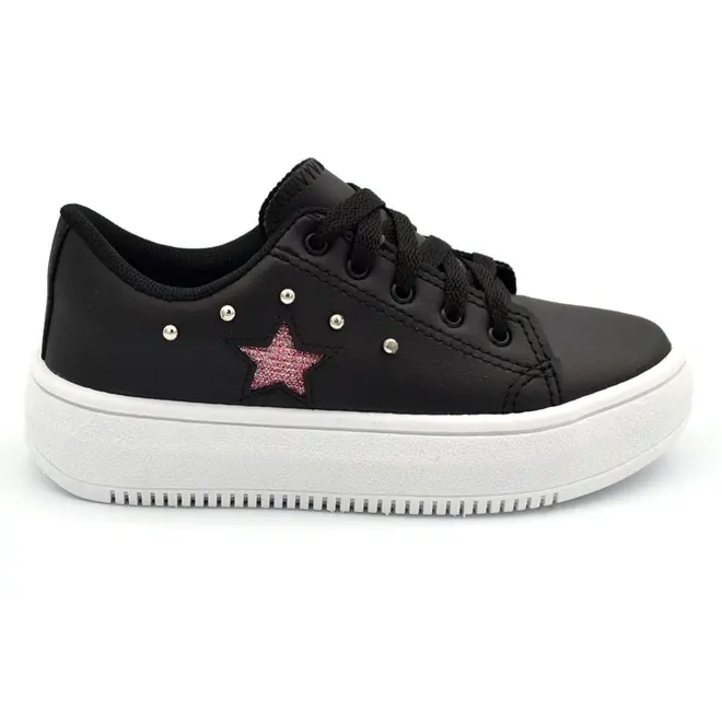 Tênis de Menina Ykes Preto STAR CRAVO