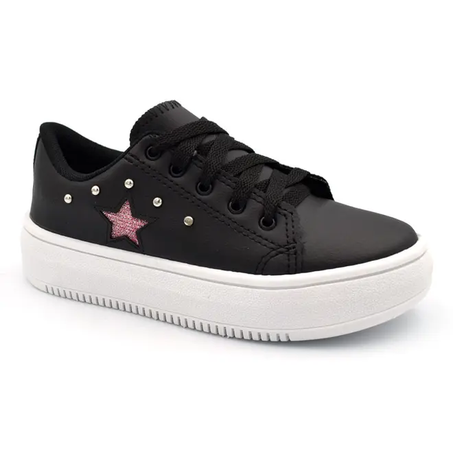 Tênis de Menina Ykes Preto STAR CRAVO
