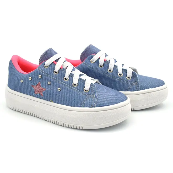 Tênis de Menina Ykes Azul STAR CRAVO