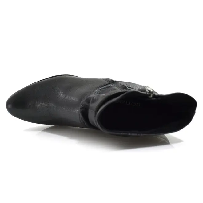 Bota Cano Curto de Couro e Salto Bloco Bottero Preto 346907