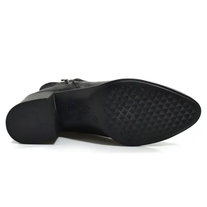 Bota Cano Curto de Couro e Salto Bloco Bottero Preto 346907
