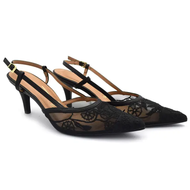 Scarpin Slingback Feminino Vizzano Preto 1185.1162.31477