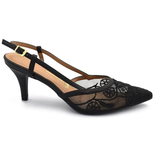 Scarpin Slingback Feminino Vizzano Preto 1185.1162.31477