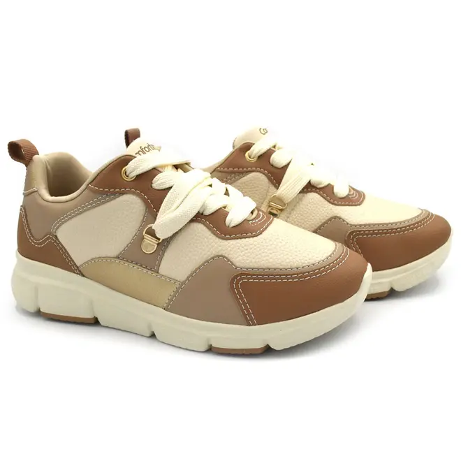 Tênis Casual Feminino Comfortflex Bege 2690304