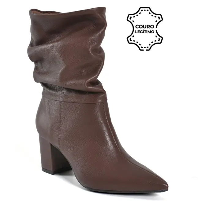 Bota de Couro Slouchy Feminina Via Marte Marrom 236-015-01