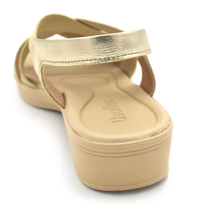 Sandália de Couro Feminina Usaflex Dourado UD4007