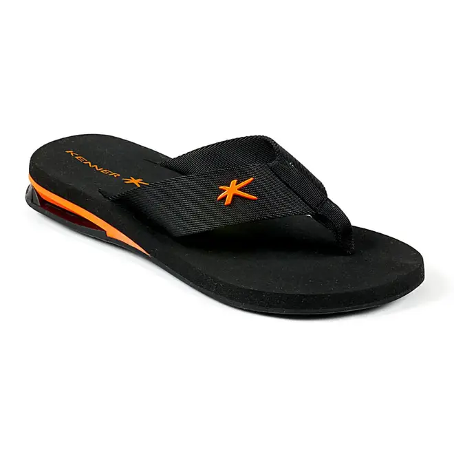 Chinelo Dedo Kenner Preto e Laranja Masculino