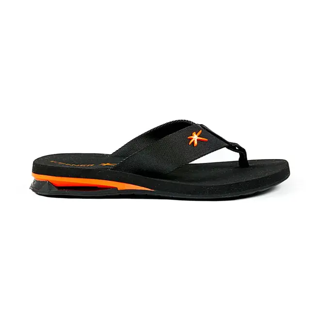 Chinelo Dedo Kenner Preto e Laranja Masculino