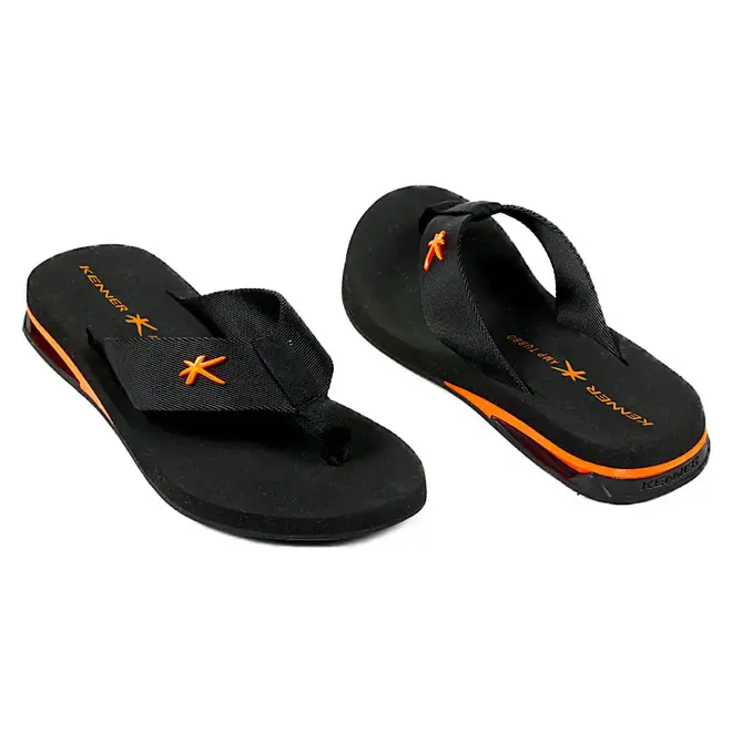 Chinelo Dedo Kenner Preto e Laranja Masculino