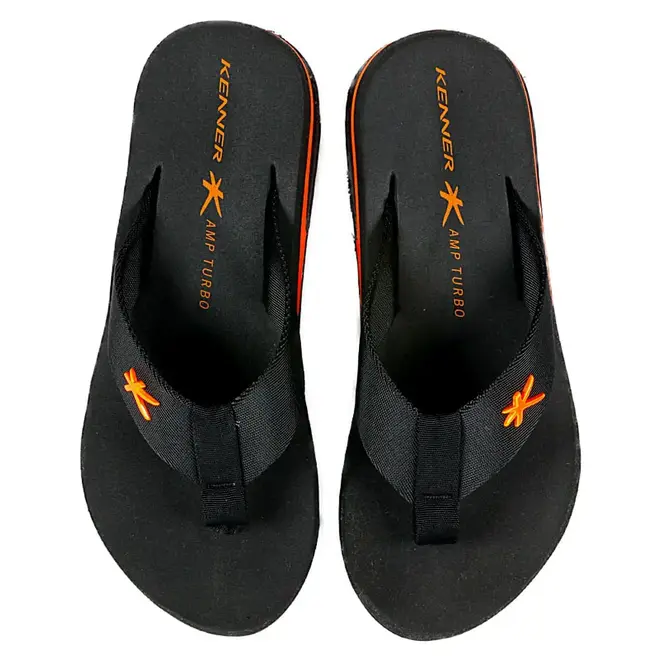 Chinelo Dedo Kenner Preto e Laranja Masculino