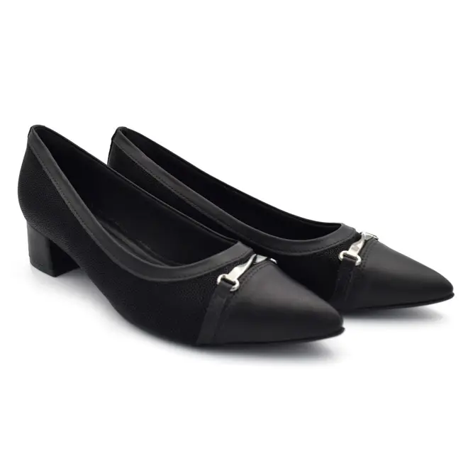 Scarpin de Salto Bloco Feminino Piccadilly Preto 739099