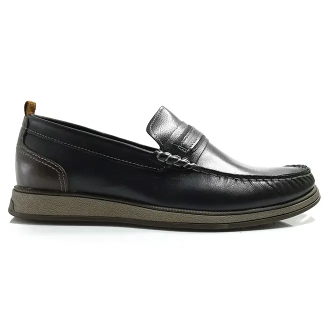 Mocassim de Couro Masculino Democrata Nash Preto 252302