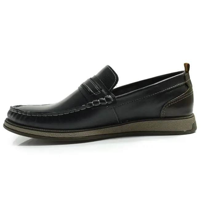 Mocassim de Couro Masculino Democrata Nash Preto 252302