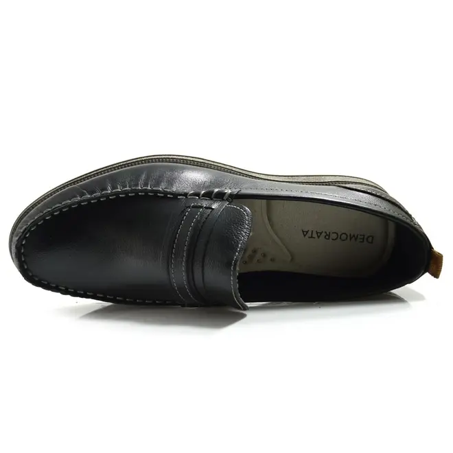 Mocassim de Couro Masculino Democrata Nash Preto 252302