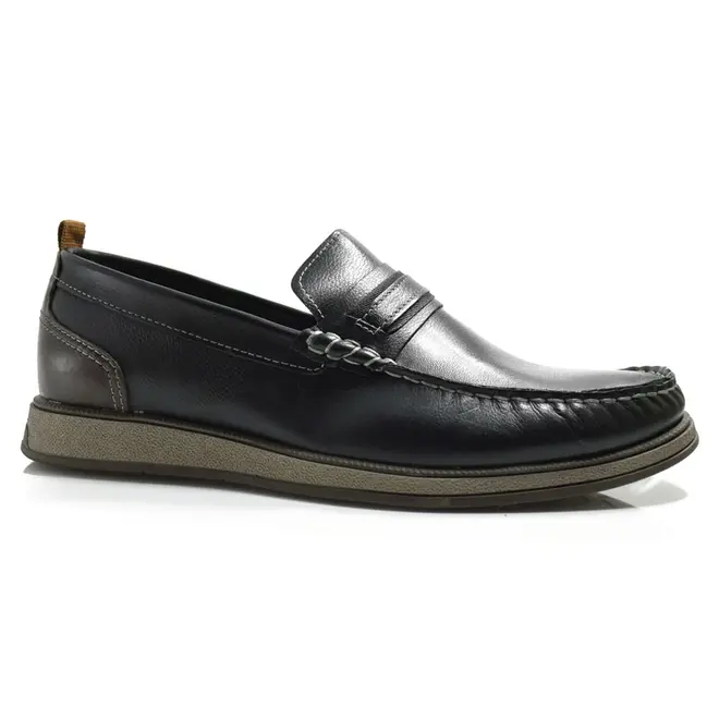 Mocassim de Couro Masculino Democrata Nash Preto 252302