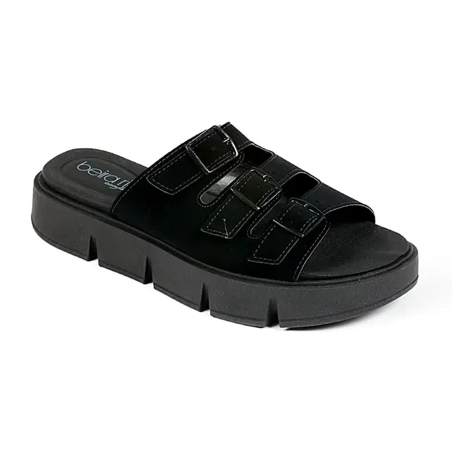 Tamanco Flatform Beira Rio Buckle Preto Feminino