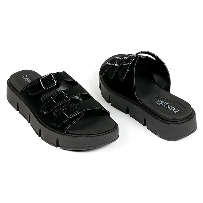 Tamanco Flatform Beira Rio Buckle Preto Feminino
