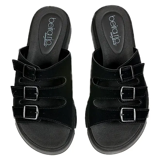 Tamanco Flatform Beira Rio Buckle Preto Feminino