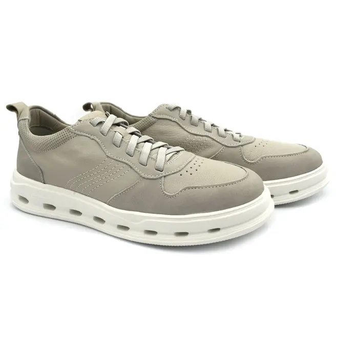 Tênis Masculino de Couro  Democrata Groove  Cinza 240701