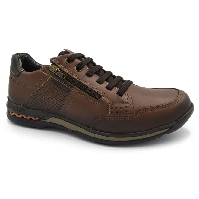Sapatênis de Couro Masculino Pegada Marrom 114861