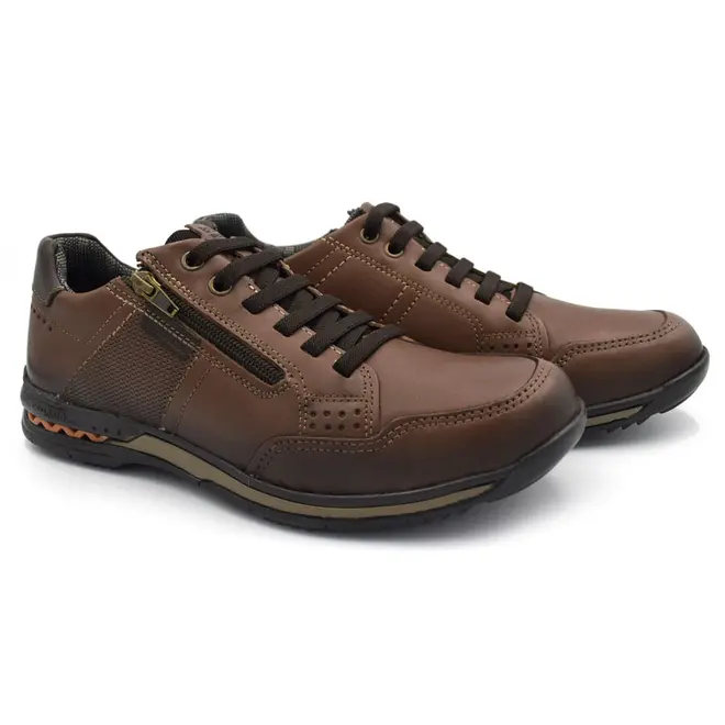 Sapatênis de Couro Masculino Pegada Marrom 114861