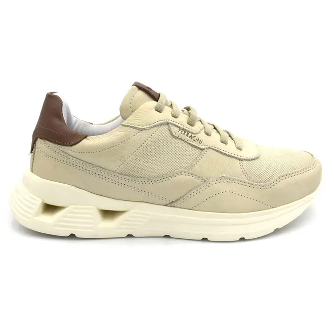 Tênis de Couro Masculino Ferracini Speed Creme 8352