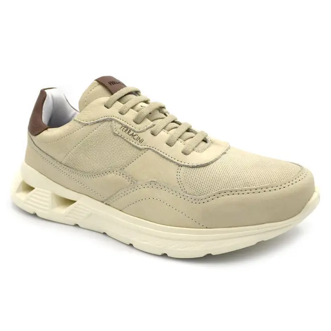 Tênis de Couro Masculino Ferracini Speed Creme 8352