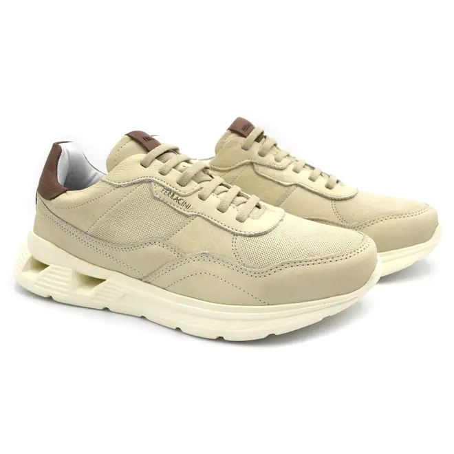 Tênis de Couro Masculino Ferracini Speed Creme 8352