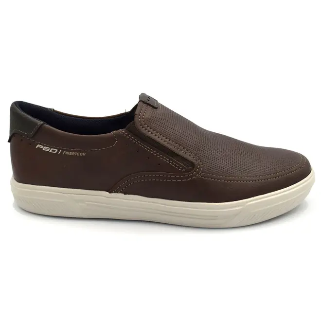 Tênis Slip On de Couro Masculino Pegada Marrom 172802