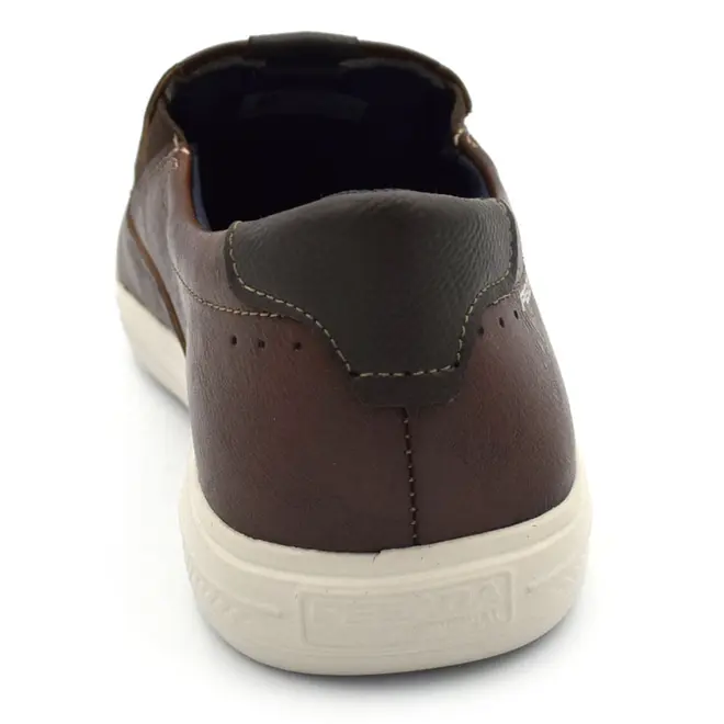 Tênis Slip On de Couro Masculino Pegada Marrom 172802
