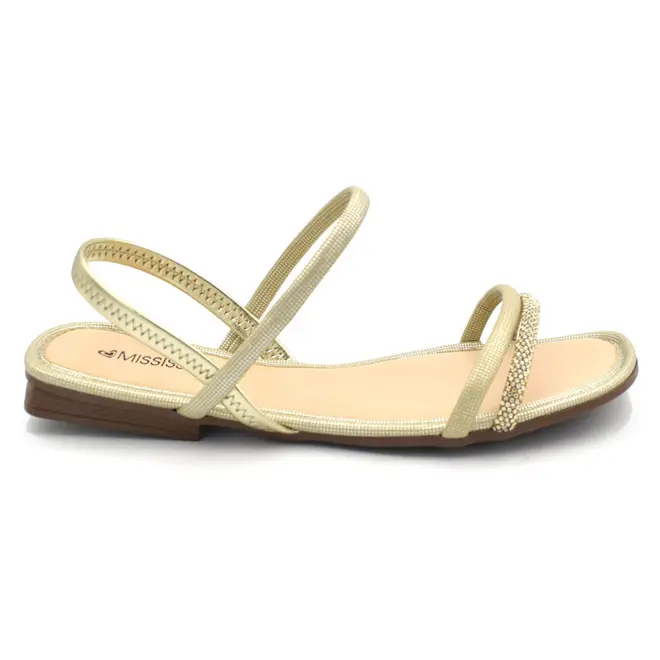 Sandália Rasteira Feminina Mississipi Dourado J2781