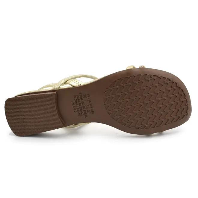 Sandália Rasteira Feminina Mississipi Dourado J2781