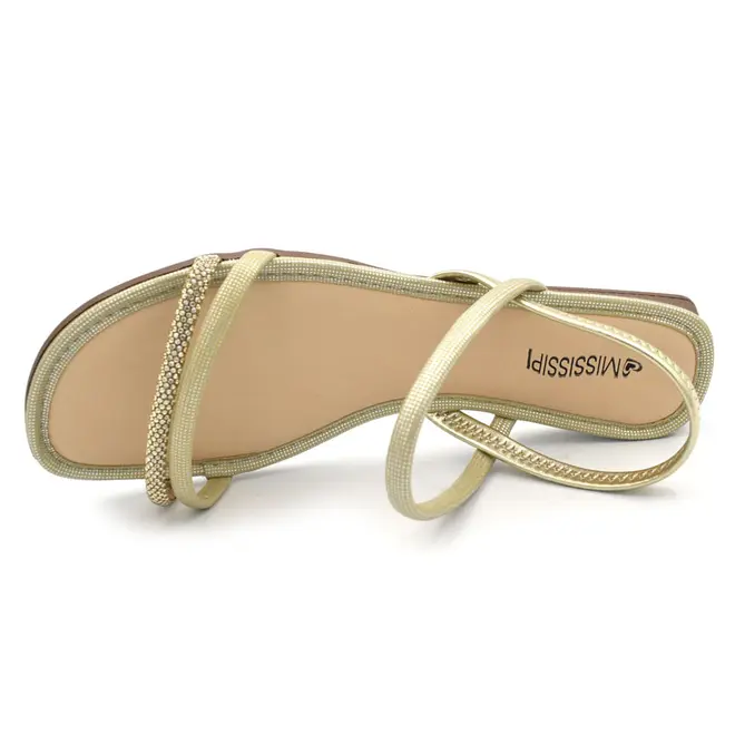 Sandália Rasteira Feminina Mississipi Dourado J2781