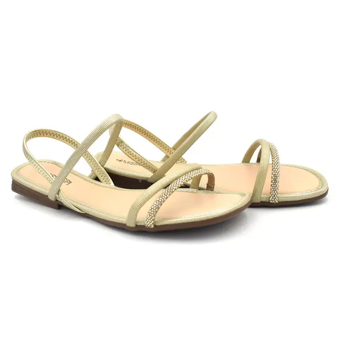 Sandália Rasteira Feminina Mississipi Dourado J2781