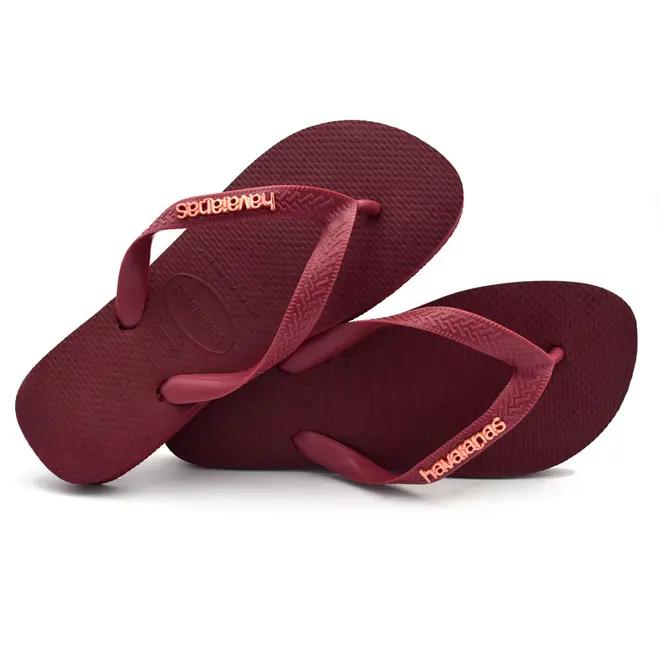 Chinelo Feminino Havaianas Top Logo Metalizado Bordô 4127244