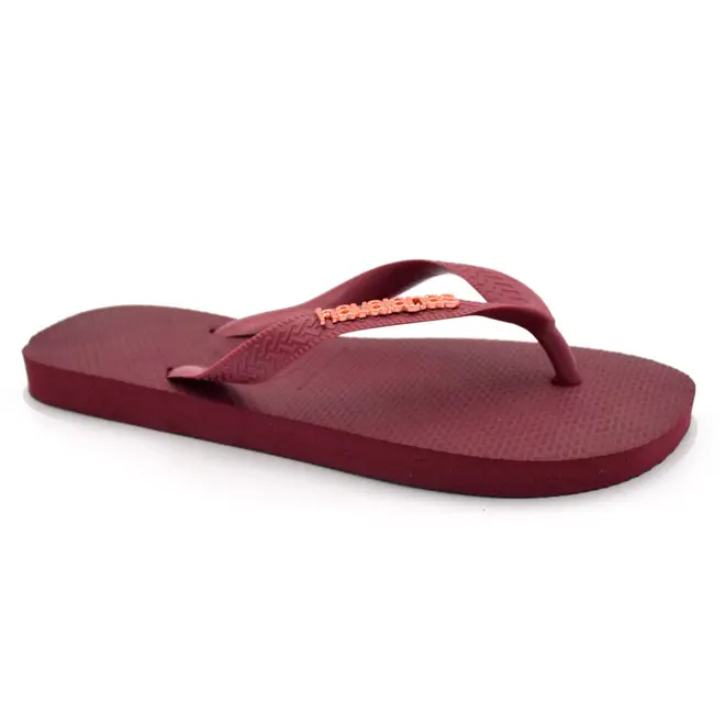 Chinelo Feminino Havaianas Top Logo Metalizado Bordô 4127244