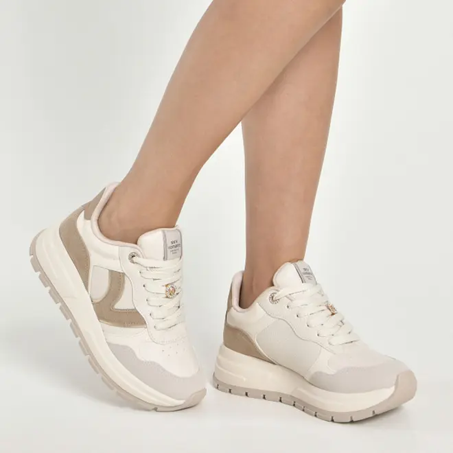Tênis Casual Feminino Via Marte Creme 242-019-10