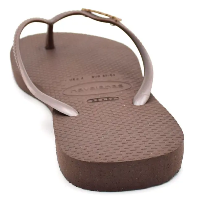 Chinelo Feminino Havaianas Slim Logo Metal Marrom 4119875