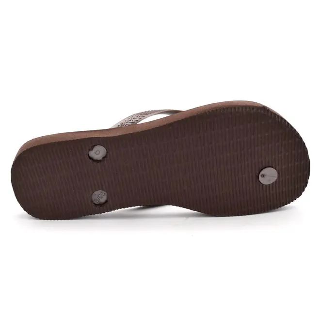 Chinelo Feminino Havaianas Slim Logo Metal Marrom 4119875