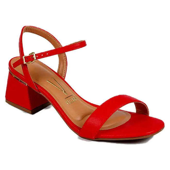 Sandália Salto Médio Vizzano Vermelho Feminino