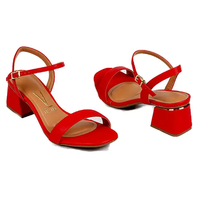 Sandália Salto Médio Vizzano Vermelho Feminino